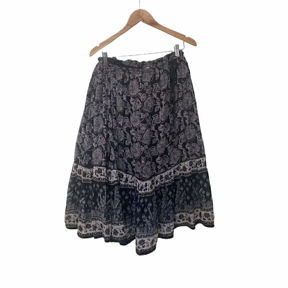 Vintage 70s Spell Oristy India Gypsy Boho Batik Skirt - Picture 2 of 7